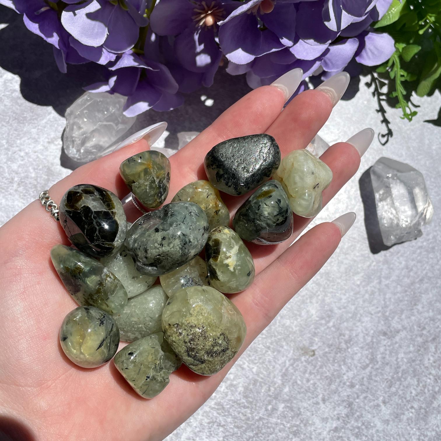 Prehnite and Epidote Tumbled 200g Prehnite and Epidote Tumbled 200g